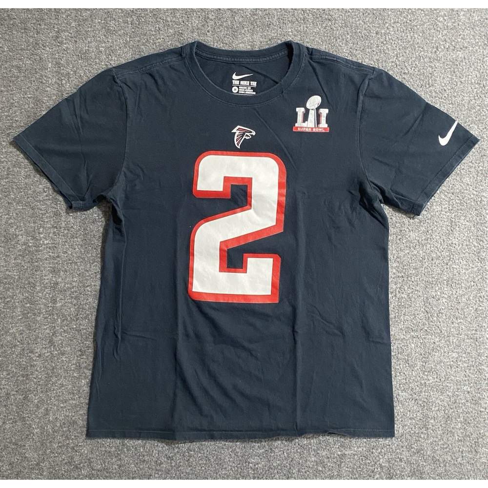 Atlanta Falcons Matt Ryan #2 Black Nike T-Shirt Men's Super Bowl LI 51 Size M